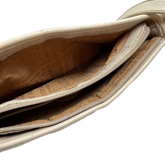 ETIENNE AIGNER Woven Cream Ivory Genuine Leather Trim Shoulder Bag Purse Handbag - Picture 16 of 16